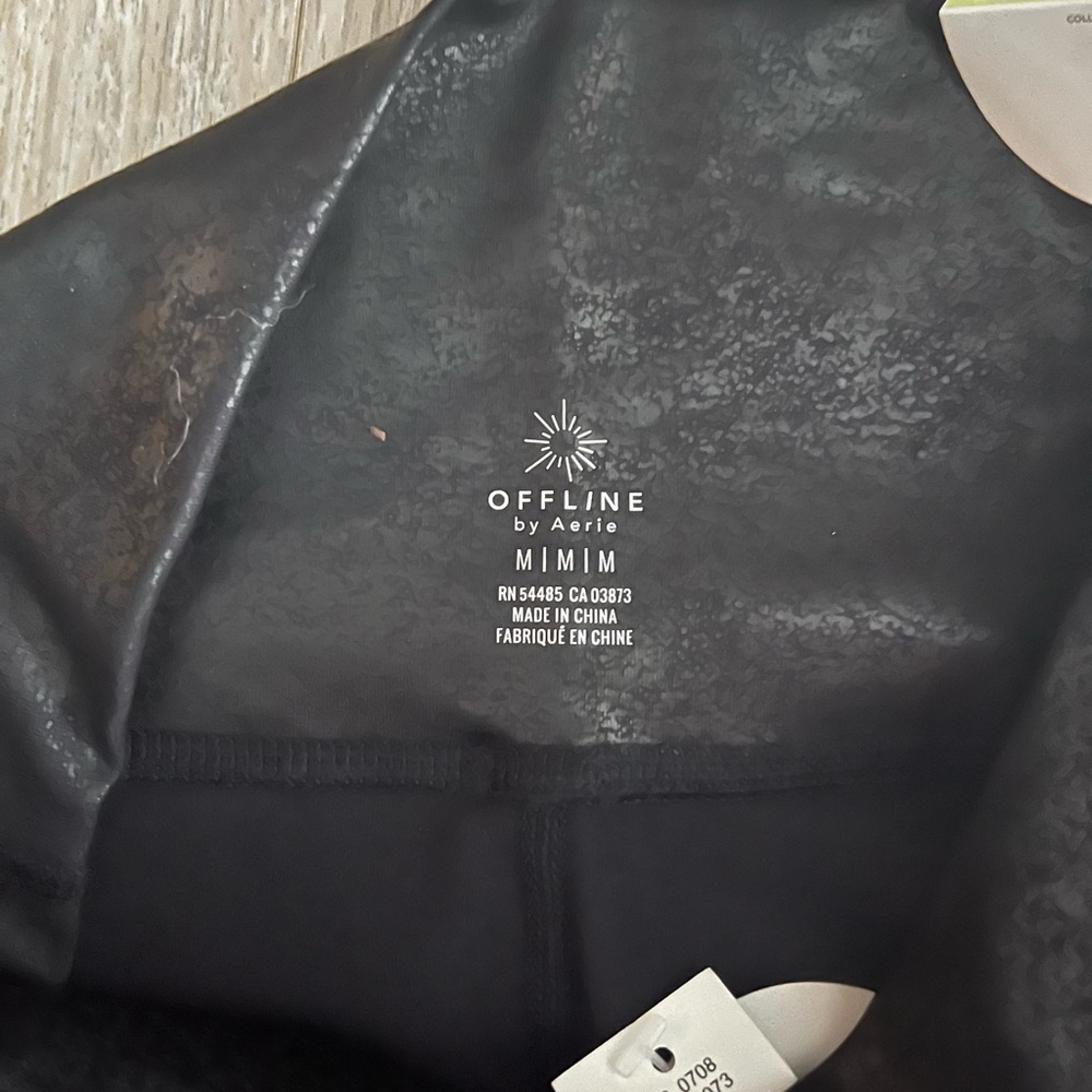 NWT OFFLINE By Aerie Real Me High Waisted Crossover Legging Black Metallic - M - Picture 4 of 9